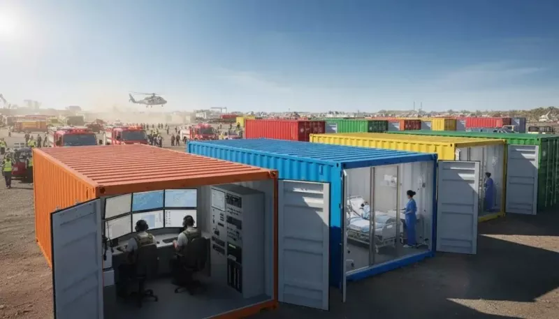 ການບັນເທົາໄພພິບັດສຸກເສີນ Container Steel ການກໍ່ສ້າງ