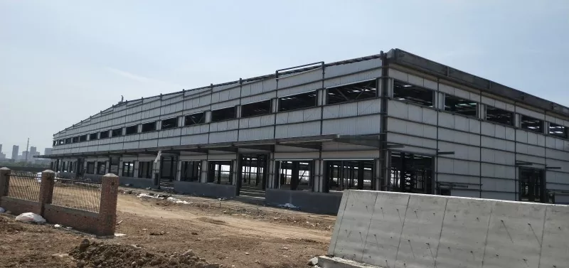 Prefab Modular Steel Frame Logistics ການກໍ່ສ້າງສາງ